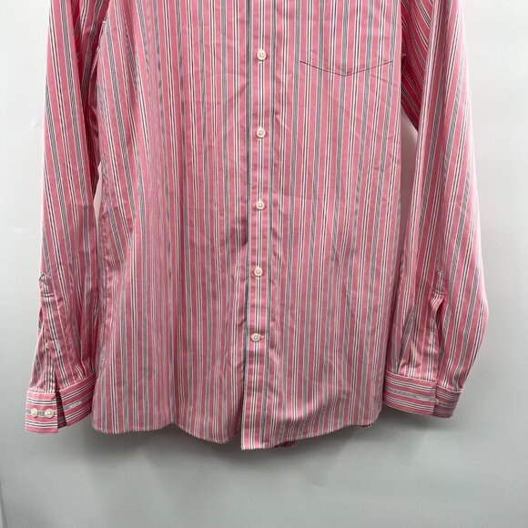 Eddie Bauer Men's Relaxed Fit Button Up Shirt Pink/Multi Striped Large Tall - Picture 3 of 9